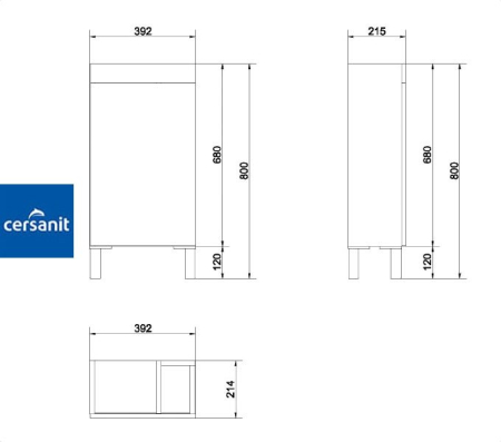 Dulap baie suspendat pentru lavoar, finisaj gri, 39x67x21,5 cm Cersanit Smart [1]