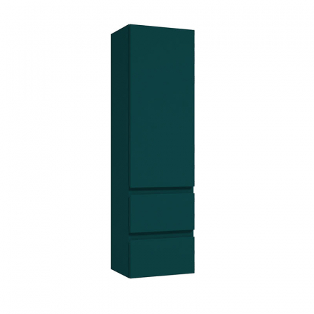Dulapuri de baie suspendate - Dulap baie suspendat verde inchis mat, 140 cm, cu o usa reversibila si doua sertare, Defra Como