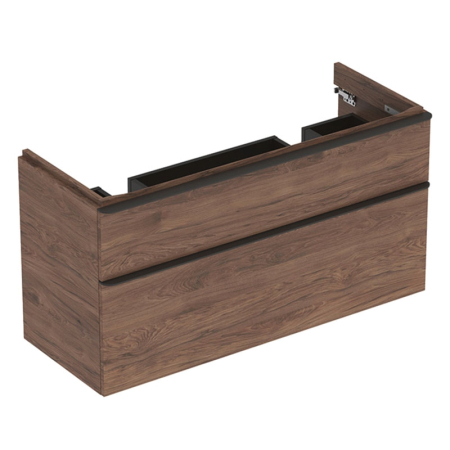 Mobilier pentru lavoar - Dulap baza pentru lavoar dublu suspendat nuc 2 sertare 119 cm, Geberit Smyle Square