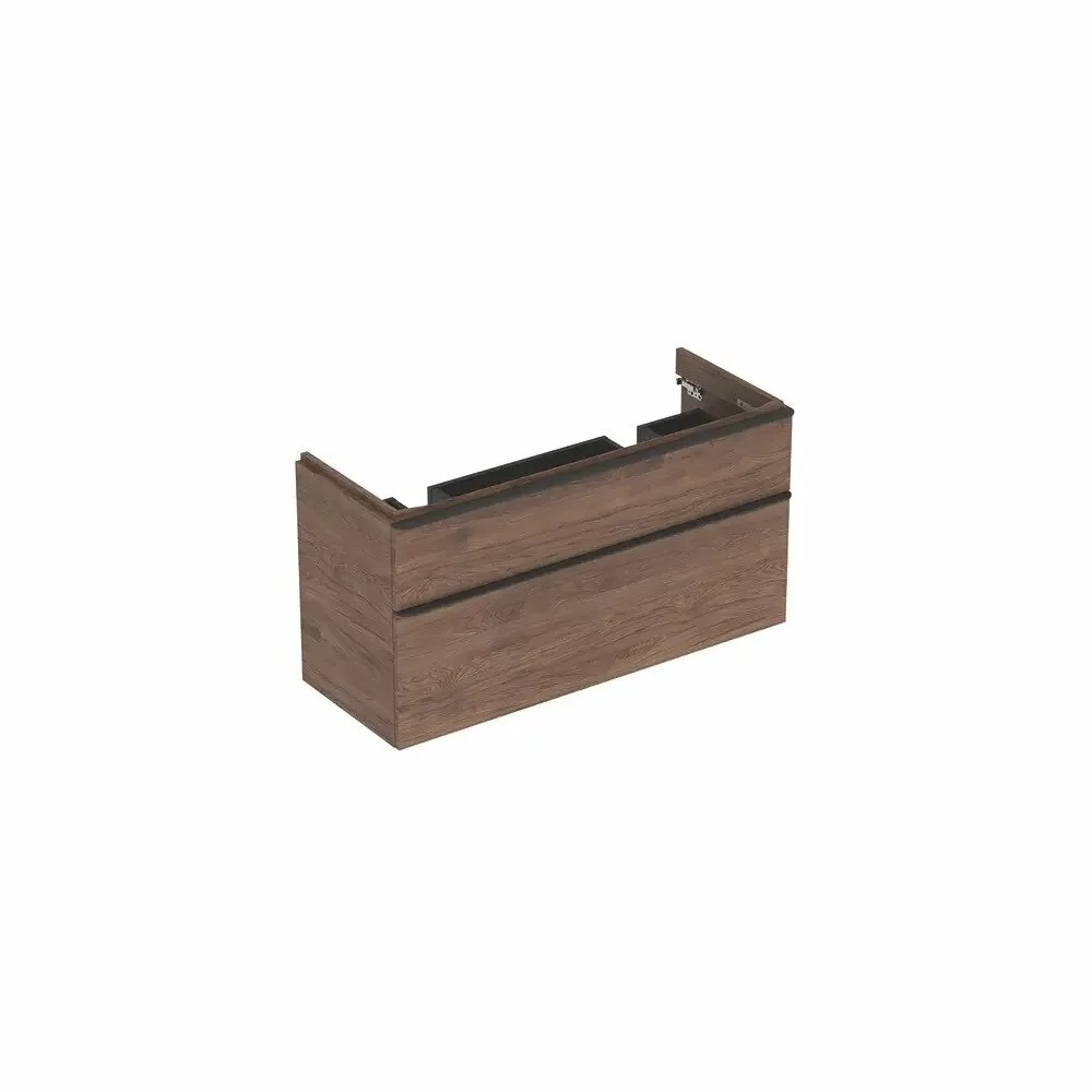 Mobilier pentru lavoar - Dulap baza pentru lavoar dublu suspendat nuc 2 sertare 119 cm, Geberit Smyle Square