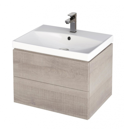 Mobilier baie suspendat pentru lavoar 60 cm cu 2 sertare stejar Cersanit City Mobilier baie - Mobilier baie suspendat pentru lavoar 60 cm cu 2 sertare stejar Cersanit City