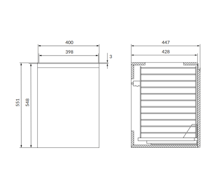 Dulap baie suspendat 40 cm, pentru lavoar cu sertar cos rufe, casmir mat, Cersanit Moduo [2]