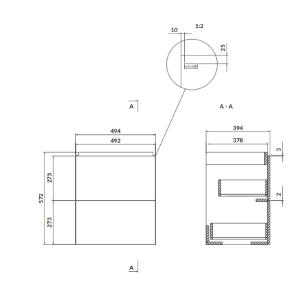 Dulap baie suspendat, cu usa, 49.2x57.2 cm, antracit, Cersanit Larga [1]