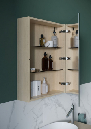 Dulap suspendat cu oglinda Cersanit Inverto, 60 cm, stejar, montat [1]