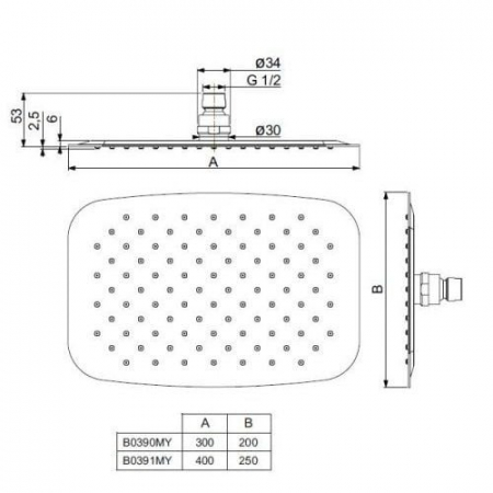 Palarie dus Ideal Standard Idealrain Luxe crom lucios 200x300 mm [2]