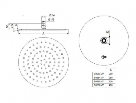 Palarie dus rotunda Ideal Standard Idealrain Luxe crom lucios 300 mm [2]