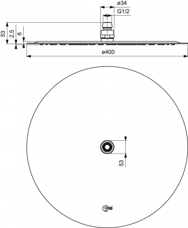 Palarie dus rotunda Ideal Standard Idealrain Luxe crom lucios 400 mm [2]