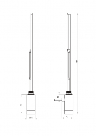 Element de incalzire electric, pentru calorifer baie, negru mat, 400 W, Deante Silia [3]