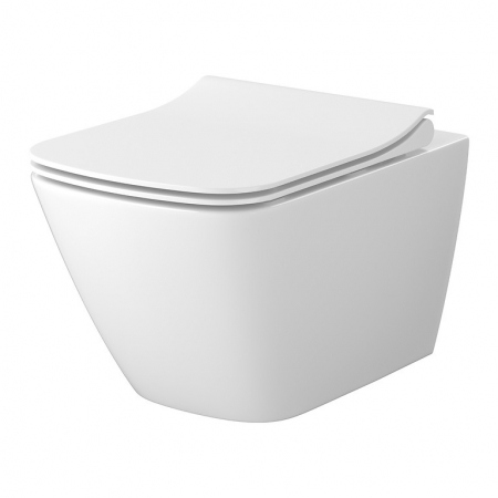 Set vas Wc suspendat patrat, alb si capac duroplast slim Cersanit City Pro [0]