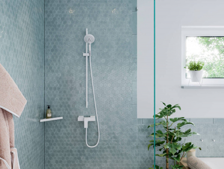 Etajera de colt pentru gel de dus baie culoare alb mat Hansgrohe AddStoris 41741700 [1]