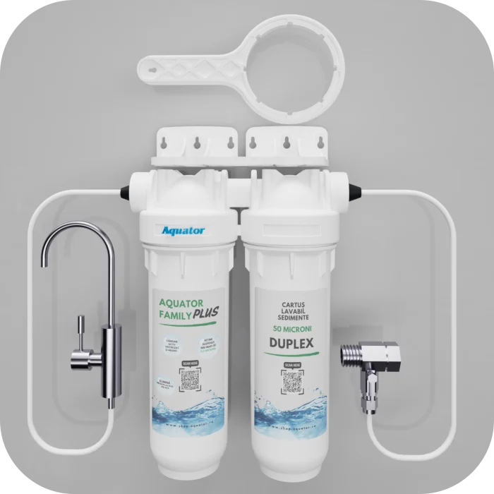 Filtre apa - Filtru de apa Aquator Family Duplex Plus, 5000-8000 litri, sistem complet cu rezerva inclusa