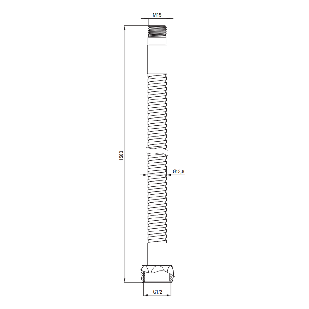 Furtun dus Deante pentru baterie cada cu 3 orificii, 150 cm [1]