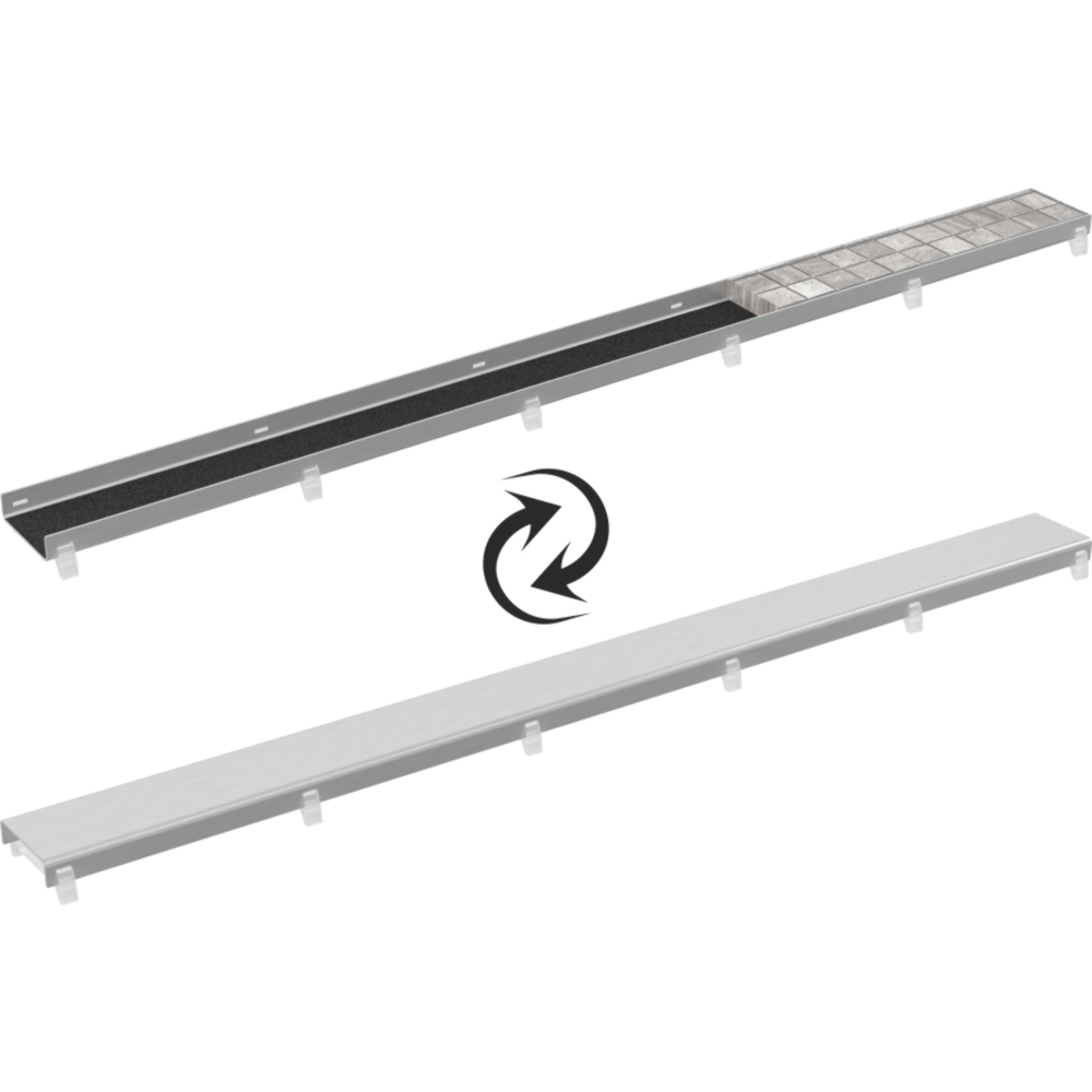 Rigole si canale de scurgere dus - Capac cu doua fete pentru rigola dus din otel inoxidabil 950 mm Alcadrain DOUBLE-950M