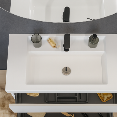 Set mobilier cu lavoar inclus 70 cm, 3 sertare cu soft-close, gri deschis,  Kolpasan, Harmony [3]