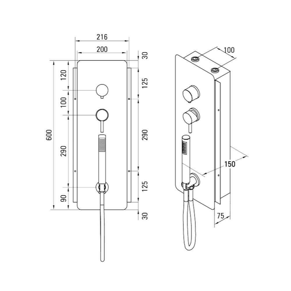 Baterie dus incastrata culoare crom cu para de dus inclusa Deante, Multibox [2]