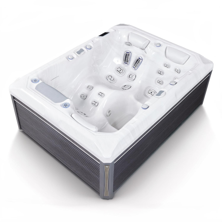 Minipiscina jacuzzi 3 persoane, alb-lucios, 32 jeturi hidromasaj, WiFi, sistem audio, sistem In line-WIS, unitate de control Gecko IN.YE-3, 160 × 215 cm, Wellis Teide Life Premium [2]