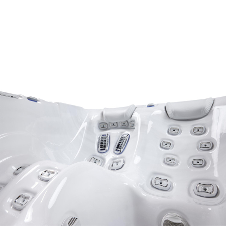 Minipiscina jacuzzi 3 persoane, alb-lucios, 32 jeturi hidromasaj, WiFi, sistem audio, sistem In line-WIS, unitate de control Gecko IN.YE-3, 160 × 215 cm, Wellis Teide Life Premium [13]