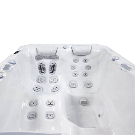 Minipiscina jacuzzi 3 persoane, alb-lucios, 32 jeturi hidromasaj, WiFi, sistem audio, sistem In line-WIS, unitate de control Gecko IN.YE-3, 160 × 215 cm, Wellis Teide Life Premium [9]