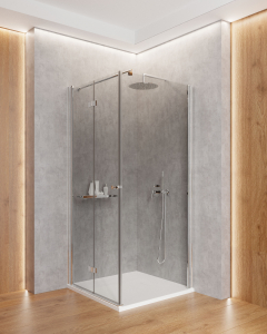 Cabina dus 90x80 cm crom cu perete fix si usa batanta Deante Kerria Plus [2]