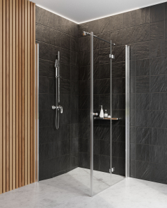 Cabina dus 100x140 cm crom cu perete fix si usa batanta Deante Kerria Plus [3]