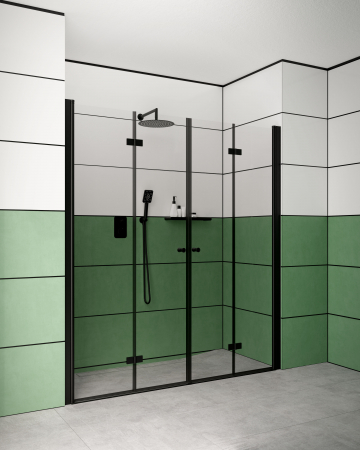 Cabina dus neagra formata din 2 usi rabatabile, 140x200 cm, Keria Plus, Deante [1]