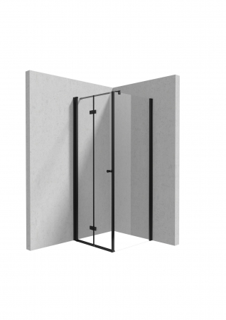 Cabine de dus simple - Cabina de dus neagra 90x100 cm cu usa batanta si perete fix, Deante Kerria Plus