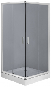 Cabine de dus simple - Cabina dus patrata 90x90 cm sticla grafit cu usi culisante Deante, Funkia