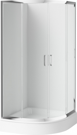 Cabine de dus simple - Cabina dus semirotunda cu 2 usi glisante, crom, 90x90 cm, Deante Funkia