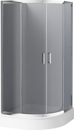 Cabine de dus simple - Cabina dus semirotunda 90x90 cm, sticla grafit cu 2 usi culisante, Funkia Deante