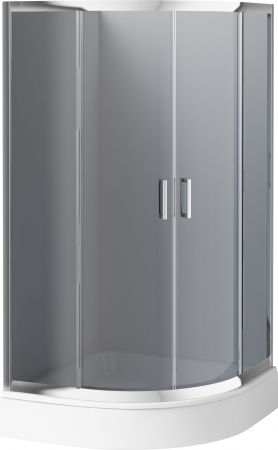 Cabine de dus simple - Cabina dus semirotunda 80x80 cm, sticla grafit cu 2 usi culisante, Deante Funkia