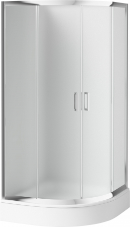 Cabine de dus simple - Cabina dus semirotunda 90x90 cm, sticla mata cu 2 usi culisante, Deante Funkia