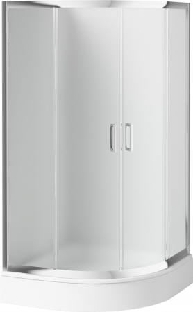 Cabine de dus simple - Cabina dus semirotunda 80x80 cm, sticla brumata cu 2 usi culisante, Deante Funkia