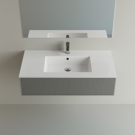 Chiuvete baie - Lavoar baie incastrat din compozit 100x50 cm, alb mat, dreptunghiular Foglia Pure 100