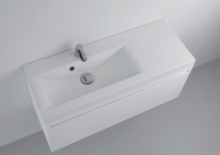 Chiuvete baie - Lavoar din compozit incastrat, 90 x 35 cm, cuva orientata pe stanga, alb lucios, dreptunghiular, Foglia Selina