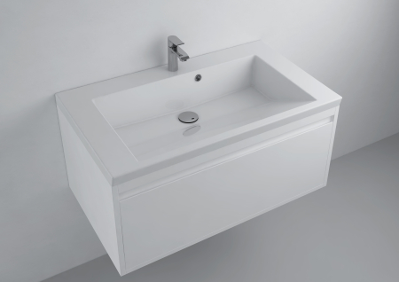 Obiecte sanitare - Lavoar incastrat Foglia Peggy, alb lucios, dreptunghiular, 85 x 50 cm