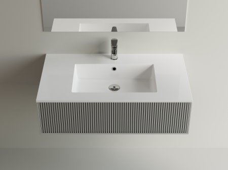 Chiuvete baie - Lavoar baie incastrat din compozit 90x50 cm, alb mat, dreptunghiular Foglia Pure 90