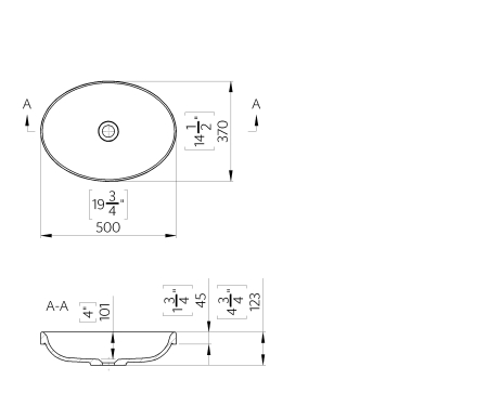 Lavoar din compozit incastrat, 50 x 37 cm, alb lucios, dreptunghiular, Foglia Osanna [2]