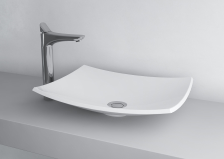 Obiecte sanitare - Lavoar pe blat Foglia Natura din compozit, alb lucios, dreptunghiular, 50 x 40 cm