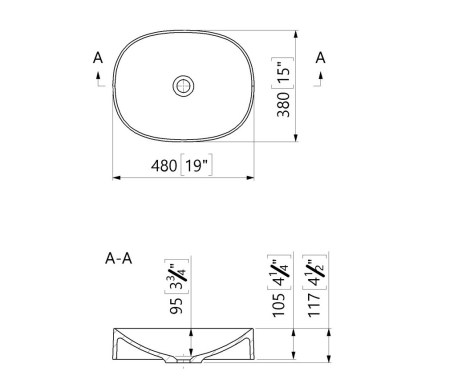 Lavoar pe blat Foglia Octavia din compozit, alb lucios, rotund, 48 x 38 cm [1]