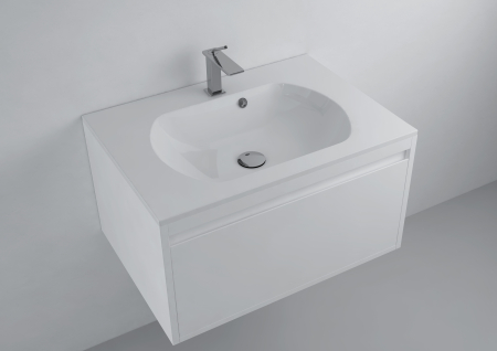 Obiecte sanitare - Lavoar incastrat din compozit, 70 x 50 cm, alb lucios, dreptunghiular, Foglia Estella