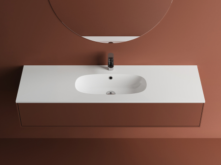 Chiuvete baie - Lavoar incastrat din compozit, 141 x 46 cm, alb lucios, dreptunghiular