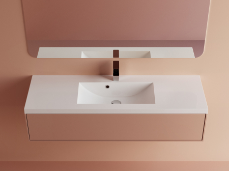 Chiuvete baie - Lavoar incastrat  din compozit, 120 x 39 cm, alb lucios, dreptunghiular, Foglia Jody