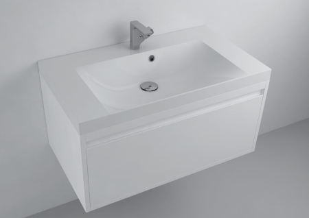 Obiecte sanitare - Lavoar incastrat din compozit, dreptunghiular, alb lucios, 81 x 46.4 cm, Foglia Modulo