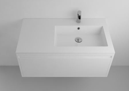 Obiecte sanitare - Lavoar incastrat Foglia Lauretta din compozit, cuva orientata spre dreapta, alb lucios, dreptunghiular, 90 x 50 cm