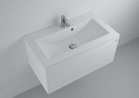 Chiuvete baie - Lavoar baie incastrat 80x45 cm, alb, din compozit, Foglia Yrsa