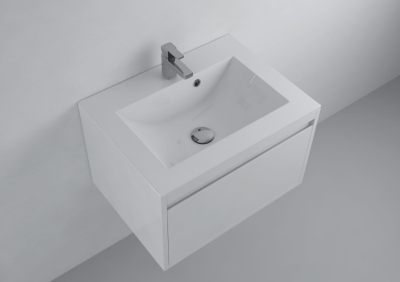 Baie - Lavoar baie incastrat 60x45 cm, alb lucios, din compozit, Foglia Yrsa