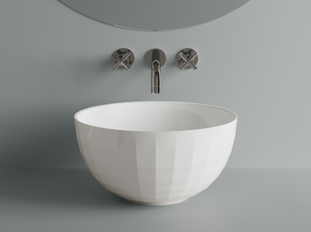 Chiuvete baie - Lavoar pe blat, din compozit mat, rotund, 42x42x23.9 cm, Foglia Hera