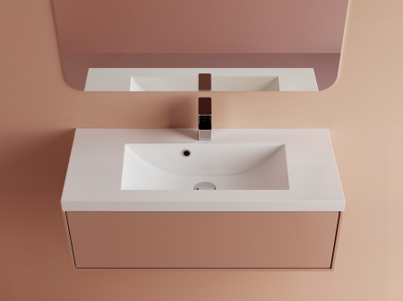 Chiuvete baie - Lavoar încastrat din compozit, 80 x 39 cm, alb lucios, dreptunghiular, Foglia Jody