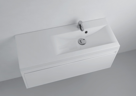 Chiuvete baie - Lavoar din compozit incastrat, 90 x 35 cm, cuva orientata pe dreapta, alb lucios, dreptunghiular, Foglia Selina