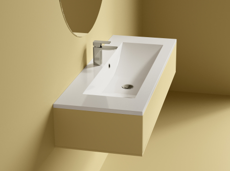 Lavoar incastrat din compozit Foglia Yrsa, alb lucios, dreptunghiular, 120 x 45 cm [3]